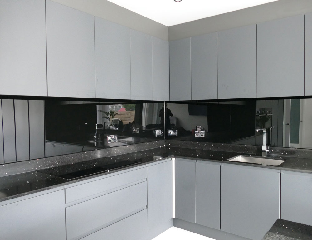 Grey Tinted Mirror Kitchen Splashback