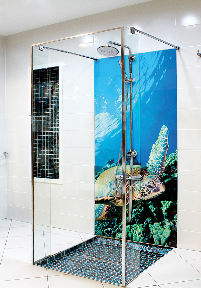 UV Printed Bathroom Glass Splashback