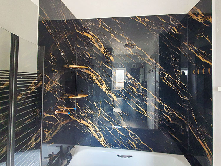 Unique and Modern Black & Gold Marble Bathroom Glass