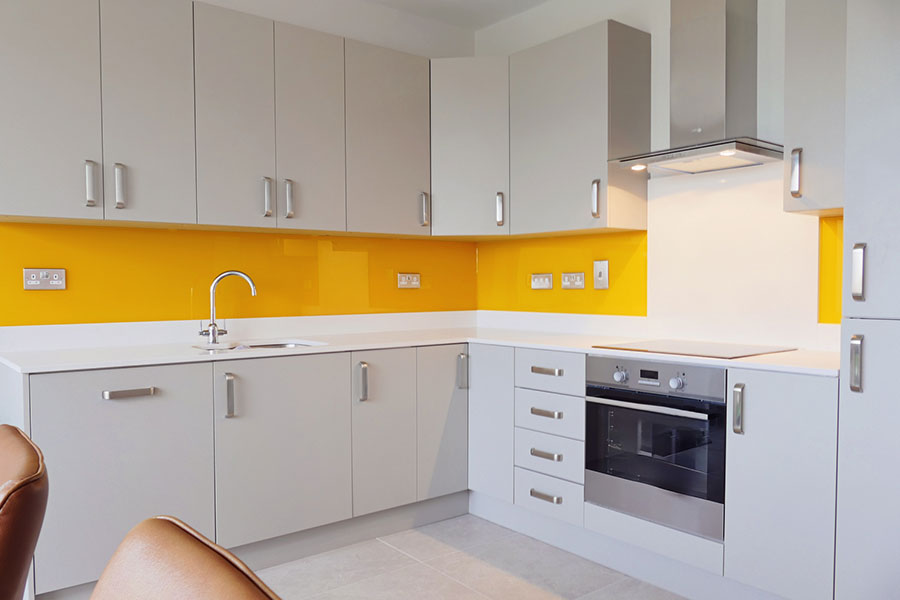 Plain Yellow Colour Glass Splashback