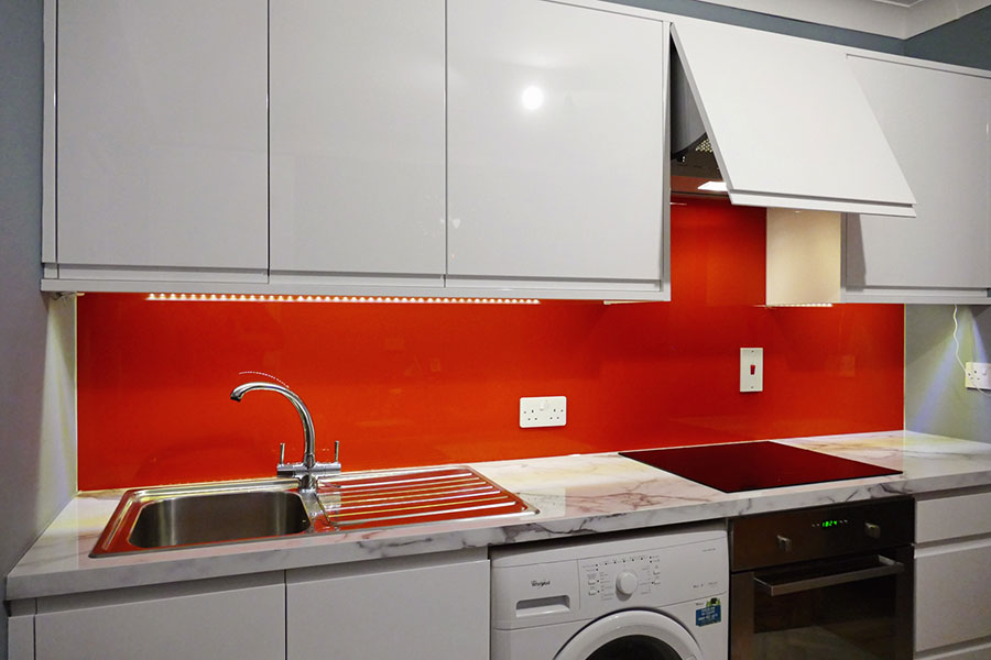 Plain Red Colour Glass Splashback