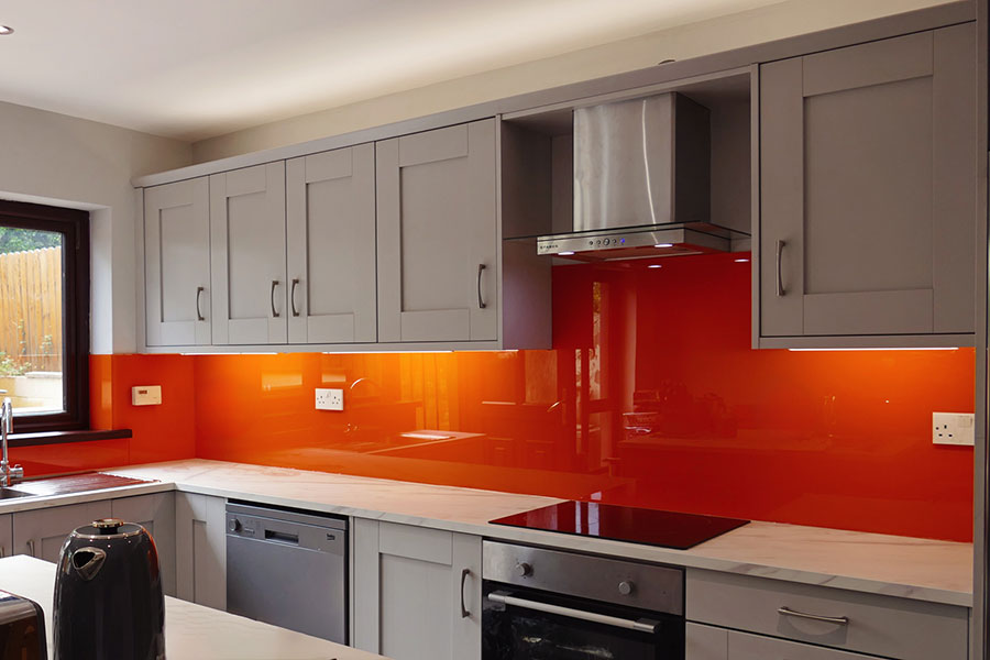 Plain Orange Colour Glass Splashback